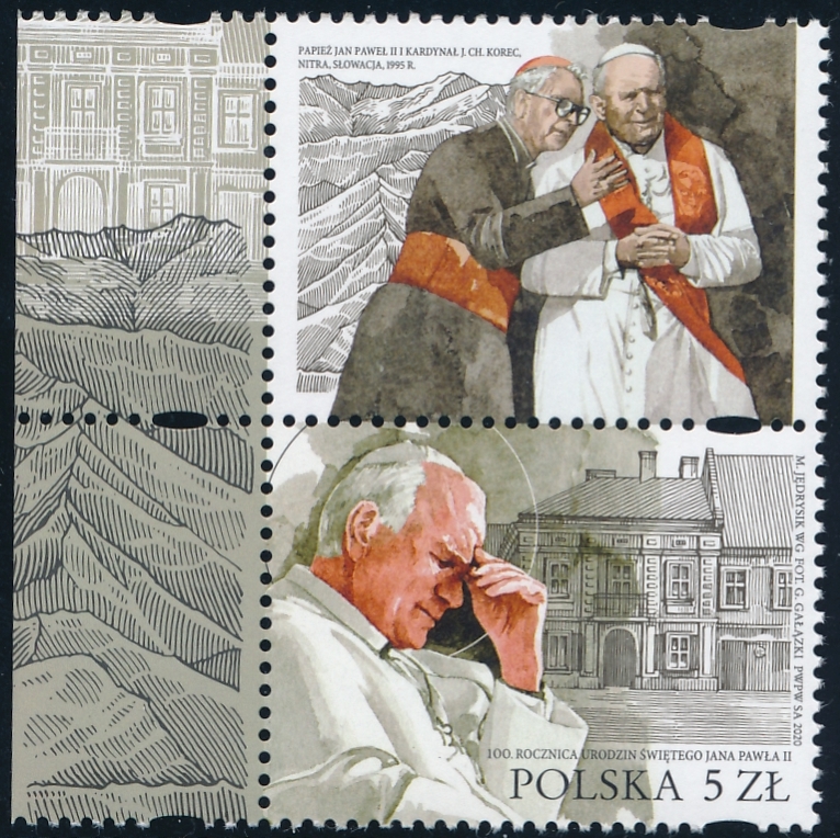znaczek z papieżem i kardynałem
